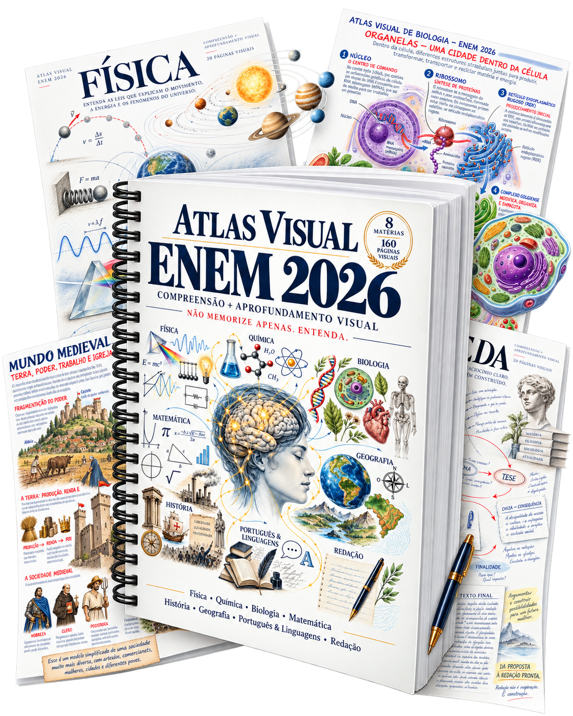 Capa do Atlas Visual ENEM 2026 incluso no Plano Completo