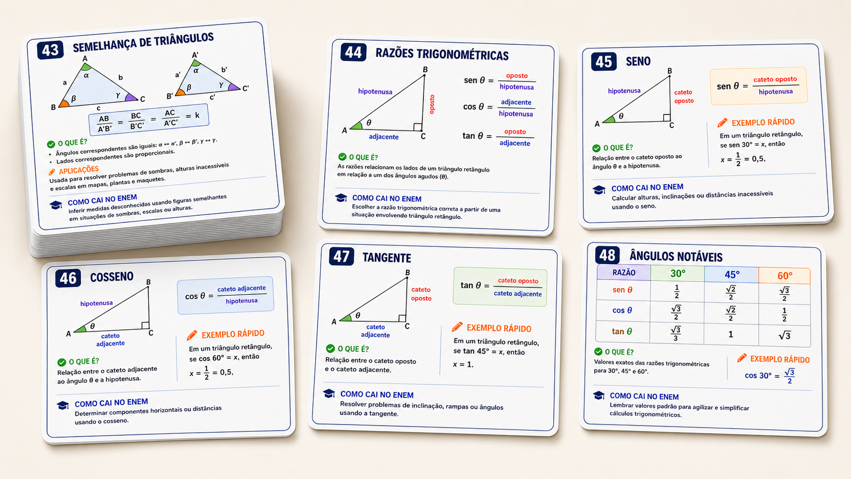 Flashcards de Matemática do ENEM 2026
