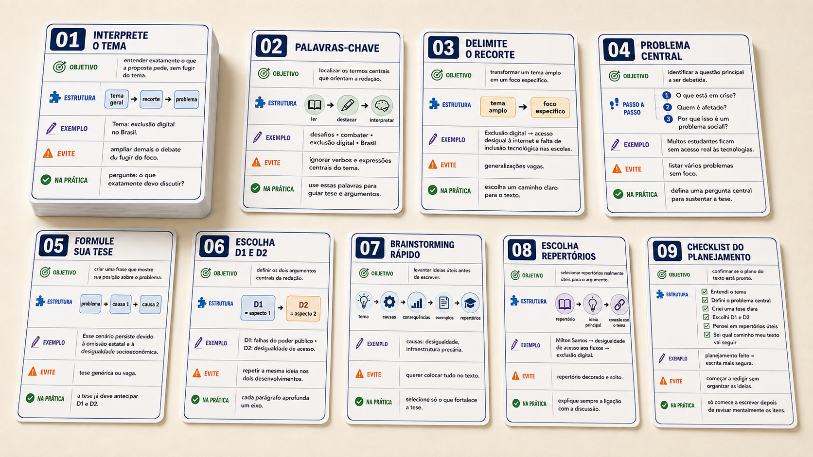 Flashcards de Redação — no Plano Completo do ENEM 2026