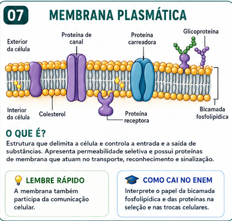 Flashcard de Biologia: Membrana plasmática