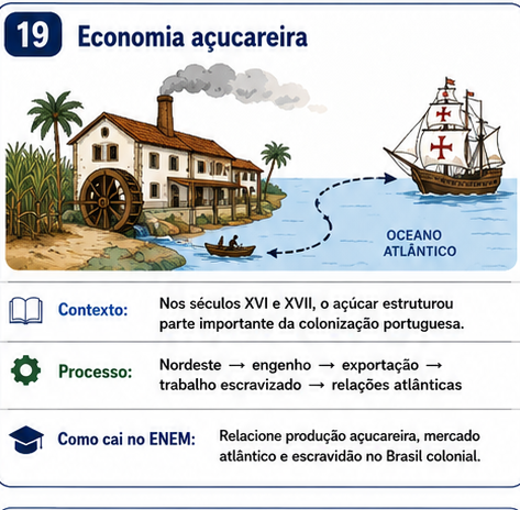 Flashcard de História: Economia açucareira