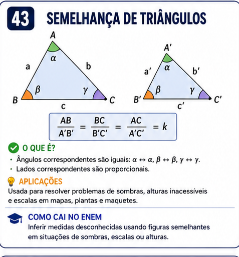 Flashcard de Matemática: Semelhança de triângulos